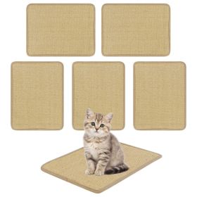 16 x 12 Inch Natural 6-Piece Cat Scratching Mats, Sisal Material Anti-Slip Latex Backing Furniture Protector