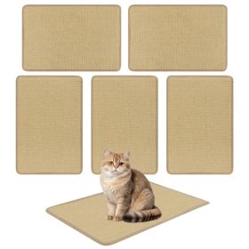 24 x 16 Inch Natural 6-Piece Cat Scratching Mats, Sisal Material Anti-Slip Latex Backing Furniture Protector